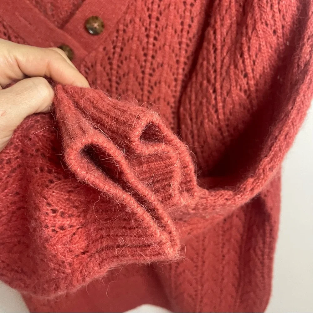 Marine Layer Evelyn Alpaca Blend Knit Sweater in Coral/ Mineral Red​
